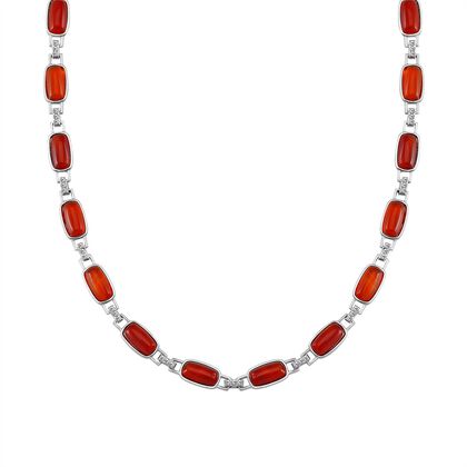 Roter Achat, Wei&szlig;er Kristall Halskette ca. 50 cm