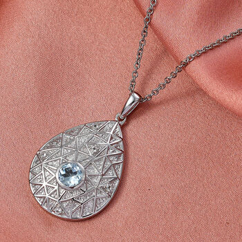 EverTrue himmelblauer und wei&szlig;er Topas Anh&auml;nger mit 50cm Kette - 1,12 ct.