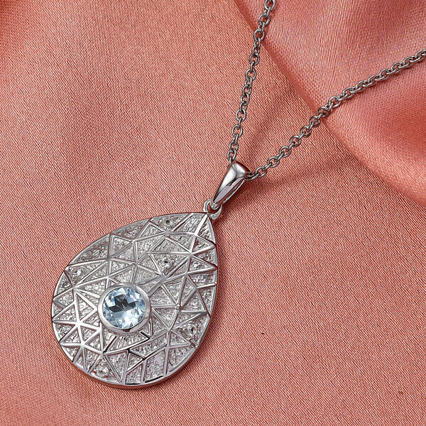 EVER TRUE Himmelblauer Topas, Wei&szlig;er Topas Schmuckset ca. 50 cm ca. 1.12 ct image number 1