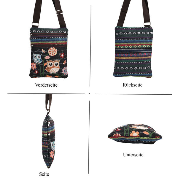 Crossbody Tasche mit Eulenmuster und verstellbarer Gurt, 21&times;28 cm image number 3