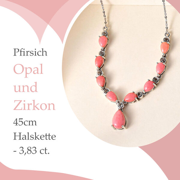 Blush Pfirsich Opal und Zirkon Halskette - 3,83 ct. image number 4