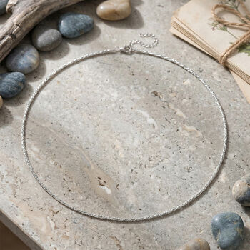 Funkel Halskette, Nickelfreies Messing Silberfarben ca. 50 cm + 5 cm Extender