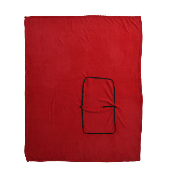 2 in 1 Fleece Reisedecke 127x152 cm und Kissen 30x30 cm, Rot image number 5