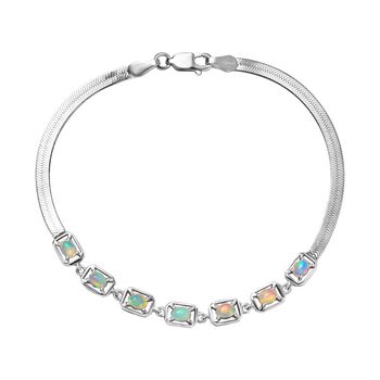 AA Nat&uuml;rlicher, &auml;thiopischer Welo Opal Armband ca. 19 cm 925 Silber platiniert ca. 0.85 ct