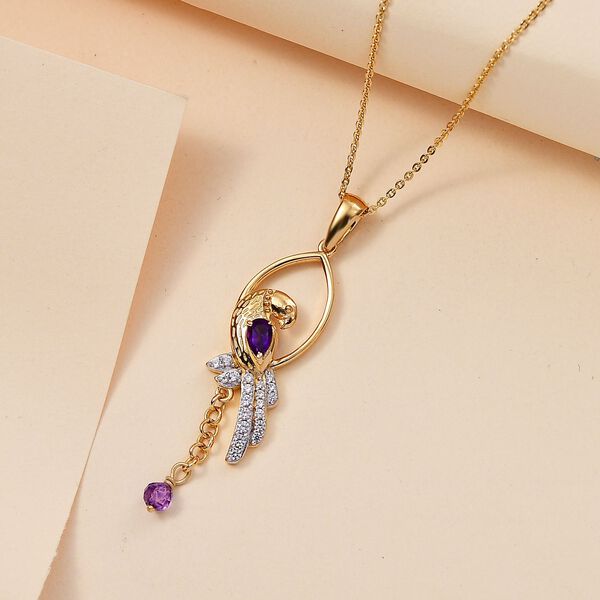 GP Trifono Kollektion - Afrikanischer Amethyst, Zirkon und blauer Saphir-Anhänger mit 50cm Kette - 0,78 ct. image number 2