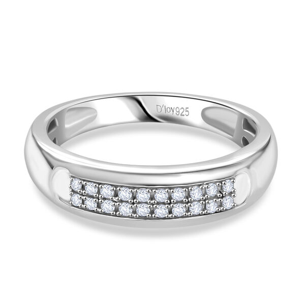 D'Joy Wei&szlig;er Diamant Ring 925 Silber rhodiniert (Gr&ouml;&szlig;e 17.00) 0.12 ct