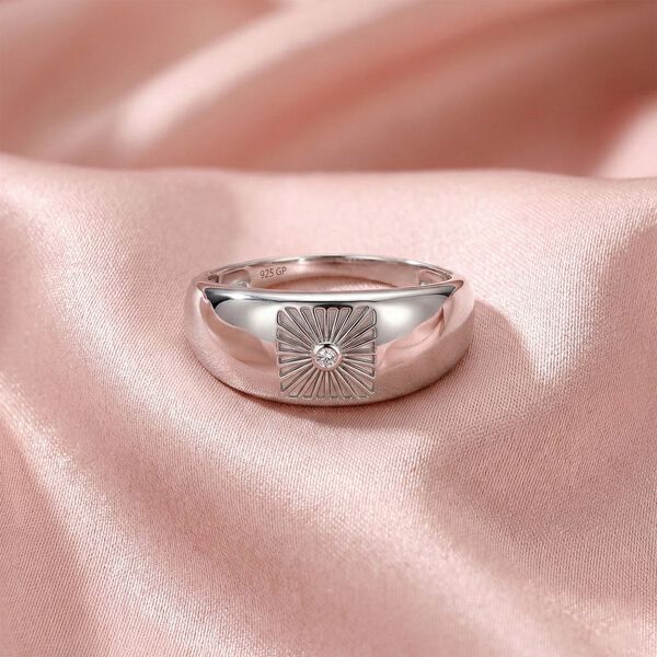 GP - Wei&szlig;er Diamant, Kanchanaburi Blauer Saphir Ring 925 Silber rhodiniert (Gr&ouml;&szlig;e 20.00) image number 1