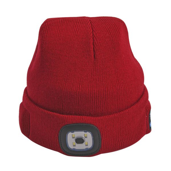 Vielseitige Strickm&uuml;tze mit Bluetooth und eingebautem LED-Licht, burgunder image number 4