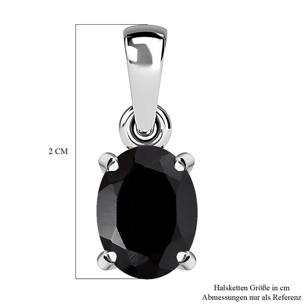 Schwarzer Spinell Solit&auml;r-Anh&auml;nger in Silber, 1,60 ct. image number 6