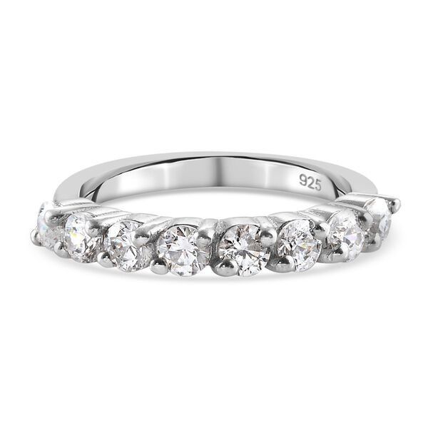 LUSTRO STELLA Hergestellt mit ZIRKONIA Half Eternity Ring 925 Silber Platin-Überzug image number 5