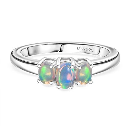 D'Joy AA Nat&uuml;rlicher, &auml;thiopischer Welo Opal Ring 925 Silber platiniert (Gr&ouml;&szlig;e 18.00) ca. 0.40 ct
