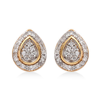 Diamant-Ohrstecker, 925 Silber Gelbgold Vermeil ca. 0,33 ct