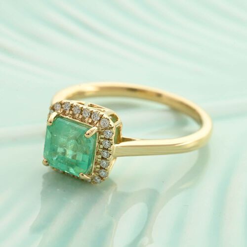 Iliana AAA Kolumbianischer Smaragd, Weißer Diamant Ring 750 Gold (Größe 17.00) ca. 1,85 ct image number 1