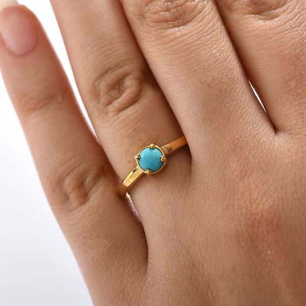 3er Set - D joy Sleeping Beauty T&uuml;rkis Ring, Ohrringe und Anh&auml;nger mit Kette, (Gr&ouml;&szlig;e 20.00) 925 Silber 750 Gelbgold Vermeil, ca. 1.76 ct image number 2