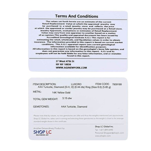 AAA Turkizit, Wei&szlig;er Diamant Ring 585 Gold (Gr&ouml;&szlig;e 20.00) ca. 3,15 ct image number 7