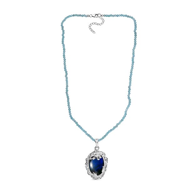 AAA Labradorit, Apatit Halskette ca. 45 cm 925 Silber rhodiniert ca. 72.70 ct image number 5