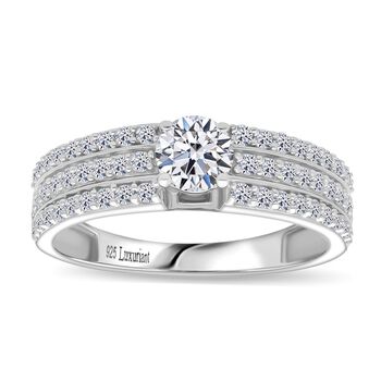 LUXURIANT SGL zertifizierter SI-GH Labor Diamant Ring, 925 Silber rhodiniert - 1 ct.