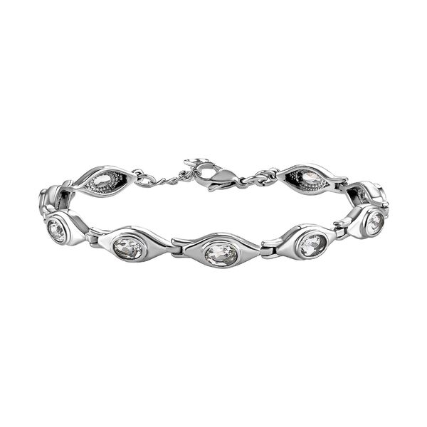 Wei&szlig;er Topas Armband ca. 18 cm Edelstahl ca. 4.73 ct image number 0