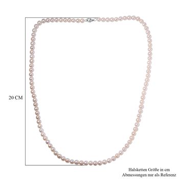 Wei&szlig;e S&uuml;&szlig;wasser Perle Halskette ca. 60 cm 925 Silber rhodiniert