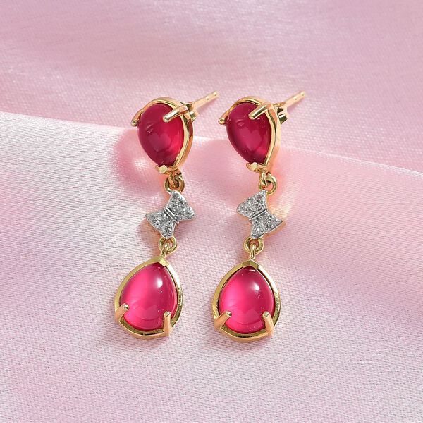 D'Joy Maulbeer Mondstein Ohrringe 925 Silber Gelbes Gold ca. 6.04 ct image number 2