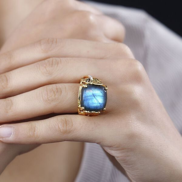 GP Italian Garden Kollektion- AAA Labradorit, Zirkon und Kanchanaburi blauer Saphir-Ring - 14,77 ct. image number 4