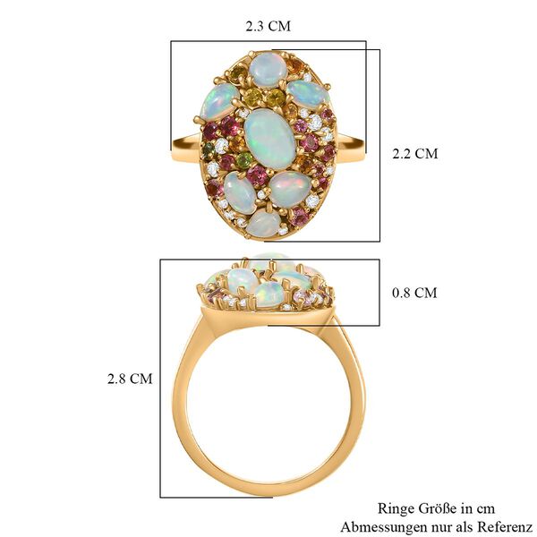 Pebble Bloom - D joy Natürlicher, äthiopischer Welo Opal Ring 925 Silber 750 Gelbgold Vermeil (Größe 17.00) ca. 2,43 ct image number 7