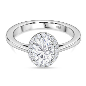 Moissanit-Ring, 925 Silber Platin (Gr&ouml;&szlig;e 16.00) ca. 1,48 ct