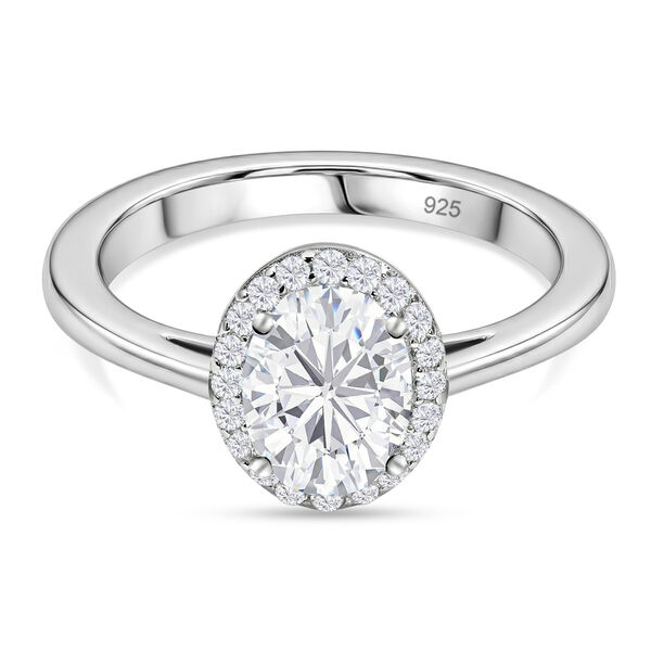 Moissanit-Ring, 925 Silber Platin  ca. 1,48 ct