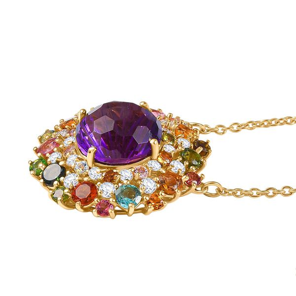 AA Afrikanische Amethyst, Multi-Turmalin und Moissanit Halskette, 45cm - 10,73 ct. image number 4