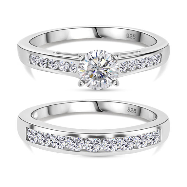 Funkelnde K&ouml;nigin- 2er-Set Moissanit Ringe- 1,46 ct.