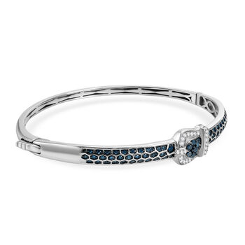 D'Joy Blauer Diamant Armreif ca. 19 cm 925 Silber Rhodiniert (10-15 Werktage Lieferzeit) ca. 0.99 ct