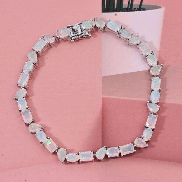 AA Nat&uuml;rlicher, &auml;thiopischer Welo Opal Armband ca. 20 cm 925 Silber Rhodiniert ca. 9,89 ct. image number 1