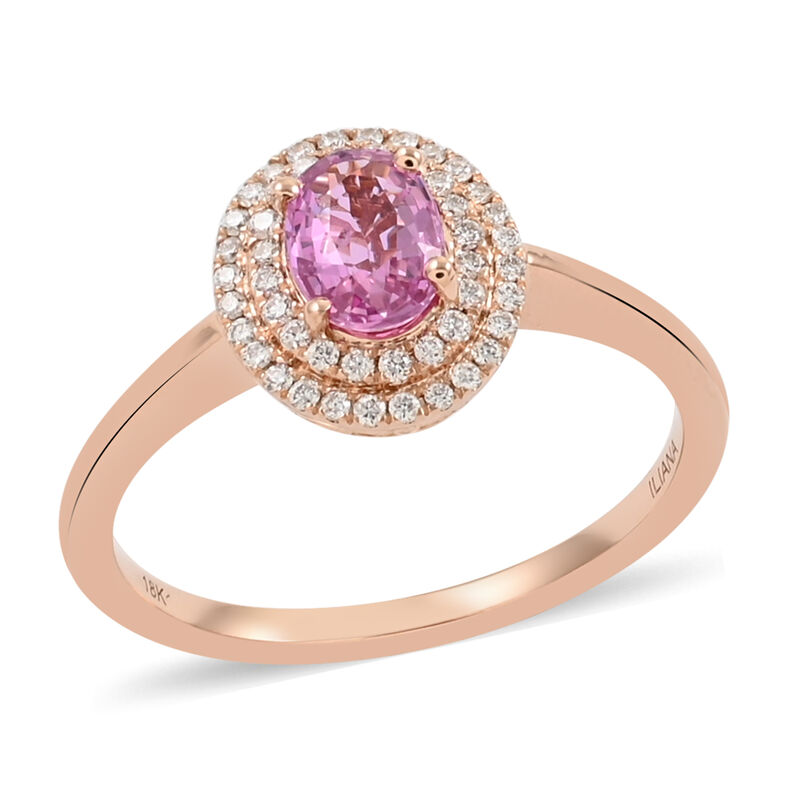 ILIANA AAA rosa Saphir und Diamant-Ring, SI G-H, 750 Roségold  ca. 1,25 ct image number 0