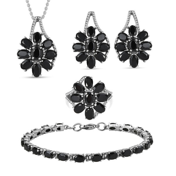 Schwarzes Spinell-Schmuckset - 34,73 ct.