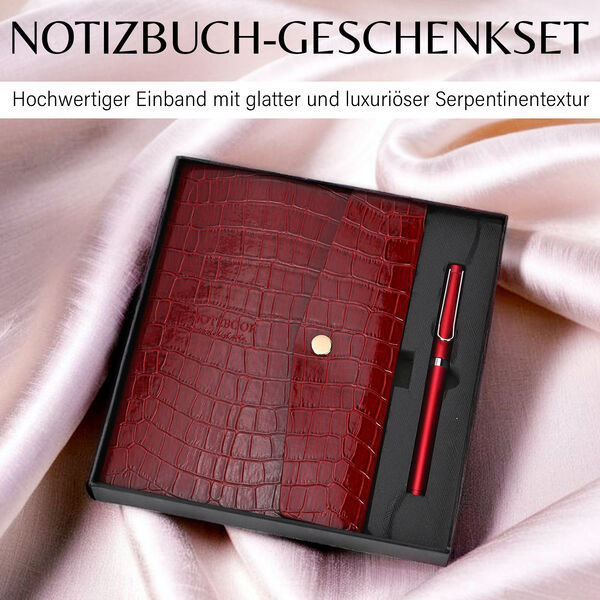 Serpentine Notizbuch Geschenkset mit Kugelschreiber - weinrot image number 2