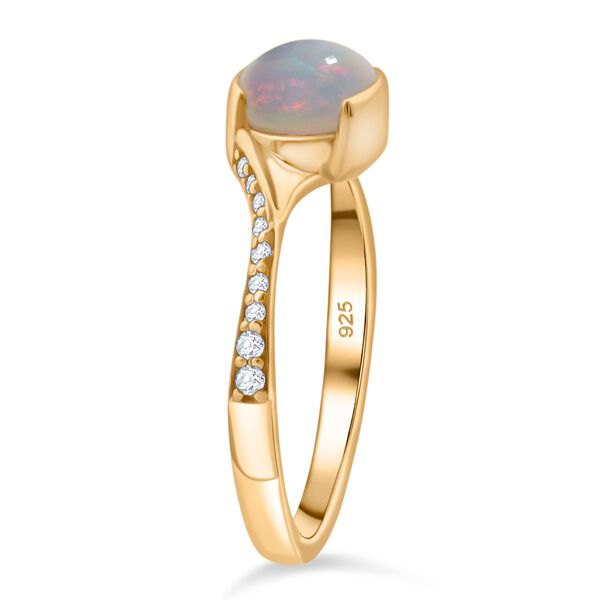 Natürlicher, äthiopischer Welo Opal und Zirkon Ring, 925 Silber vergoldet - 0,99 ct. image number 5