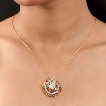 D'Joy AA Nat&uuml;rlicher, &auml;thiopischer Welo Opal, Multi Turmalin und Zirkon Anh&auml;nger mit 50cm Kette - 5,54 ct.
