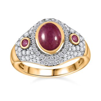 Afrikanischer Rubin und Zirkon-Ring - 3,42 ct.