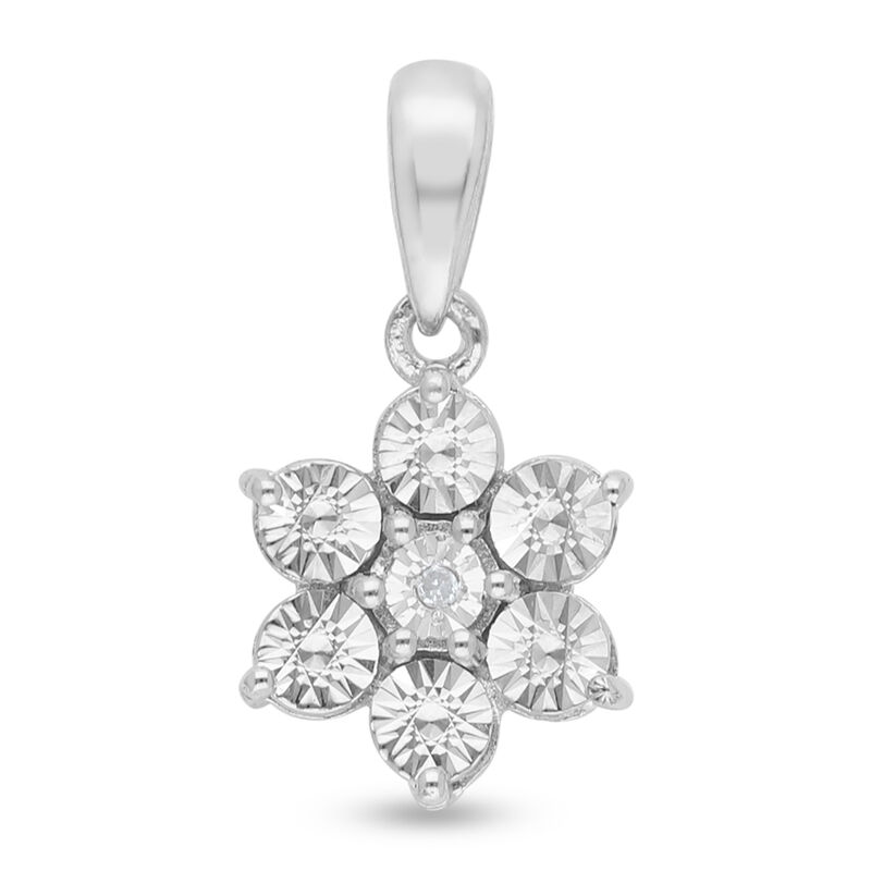 Floraler Diamant-Solitär-Anhänger in Silber image number 0