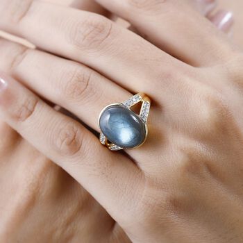 AAA Labradorit und Zirkon Ring - 11,27 ct.