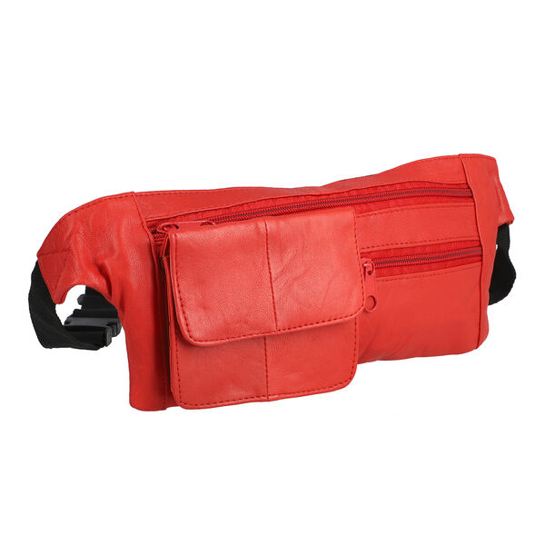 100% echte Leder Bauchtasche, Gr&ouml;&szlig;e 37x15 cm, Rot image number 2