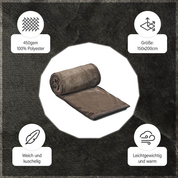 Premium Kuscheldecke aus 100% Mikrofaser, 450 gsm, Größe: 150x220 cm, beige image number 11