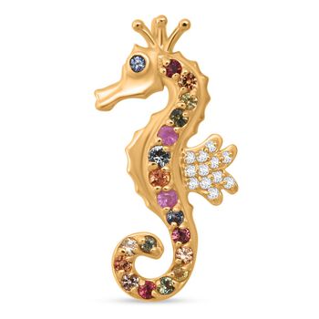 D'Joy AA Mehrfarbig Saphir Anh&auml;nger 925 Silber 750 Gelbgold Vermeil ca. 0,47 ct.