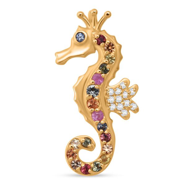 D'Joy AA Mehrfarbig Saphir Anh&auml;nger 925 Silber 750 Gelbgold Vermeil ca. 0,47 ct.