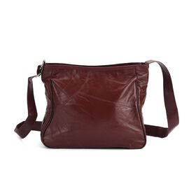 CLOSE OUT DEAL Crossbody Patchwork-Tasche aus weichem Schafleder, 31 X 11 X 27 cm, burgunderrot
