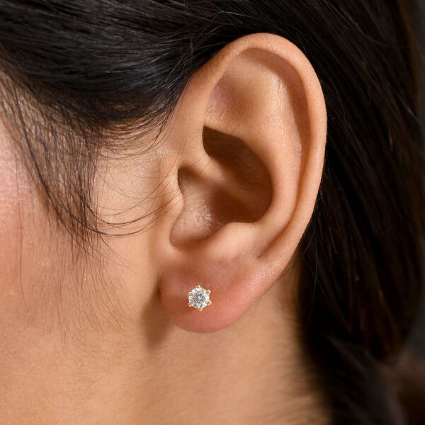 Moissanit Ohrringe 925 Silber 750 Gelbgold Vermeil ca. 0.43 ct image number 3