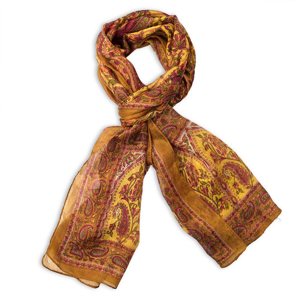 LA MAREY Seidenschal 100% Seide 50 x 170 cm Gelb image number 3