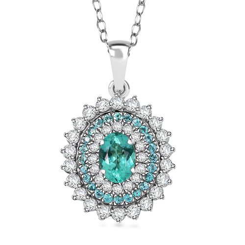 RHAPSODY zertifiziert und geprüft AAAA Paraiba Turmalin und VS-EF Diamant Anhänger mit 45cm Kette in 950 Platin - 1,98 ct. image number 0