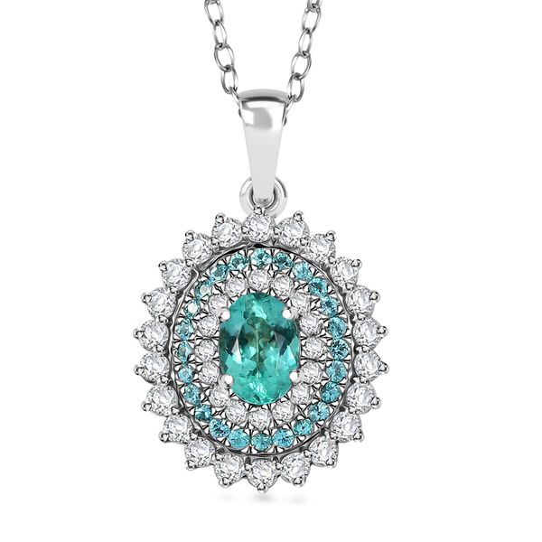 RHAPSODY zertifiziert und geprüft AAAA Paraiba Turmalin und VS-EF Diamant Anhänger mit 45cm Kette in 950 Platin - 1,98 ct. image number 0