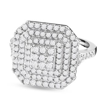 Wei&szlig;er Diamant Ring, 925 Silber platiniert (Gr&ouml;&szlig;e 21.00) ca. 1.00 ct